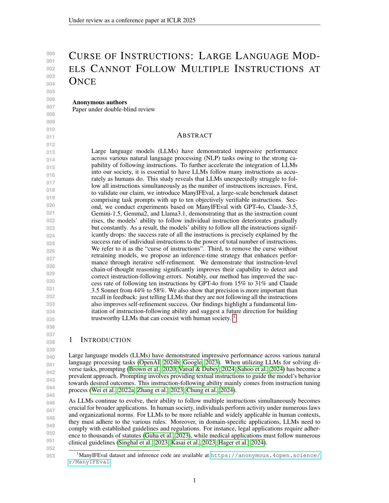 Curse of Instructions: Large Language Models Cannot Follow Multiple Instructions at Once